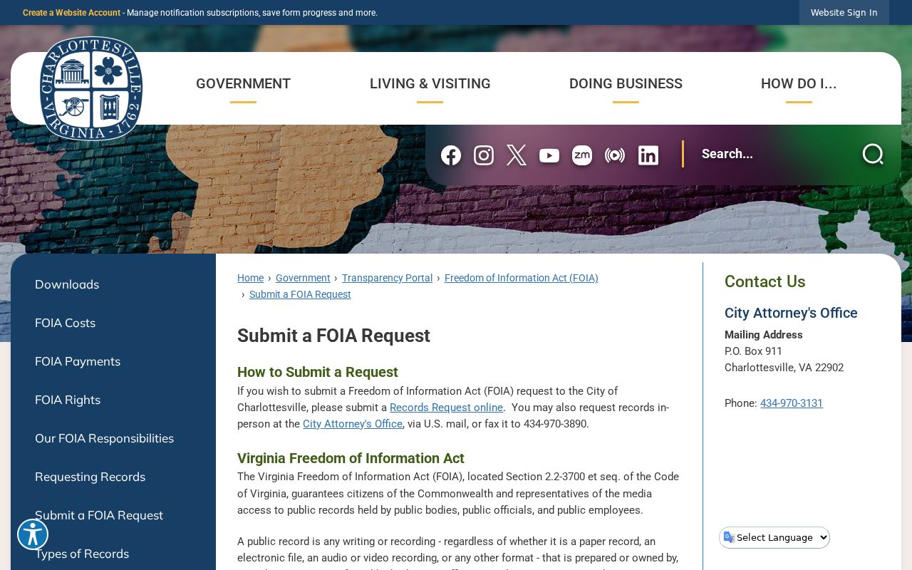 Charlottesville residents directory FOIA request channels