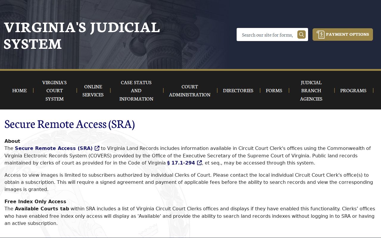 Charlottesville street directory Virginia land records secure remote access notice